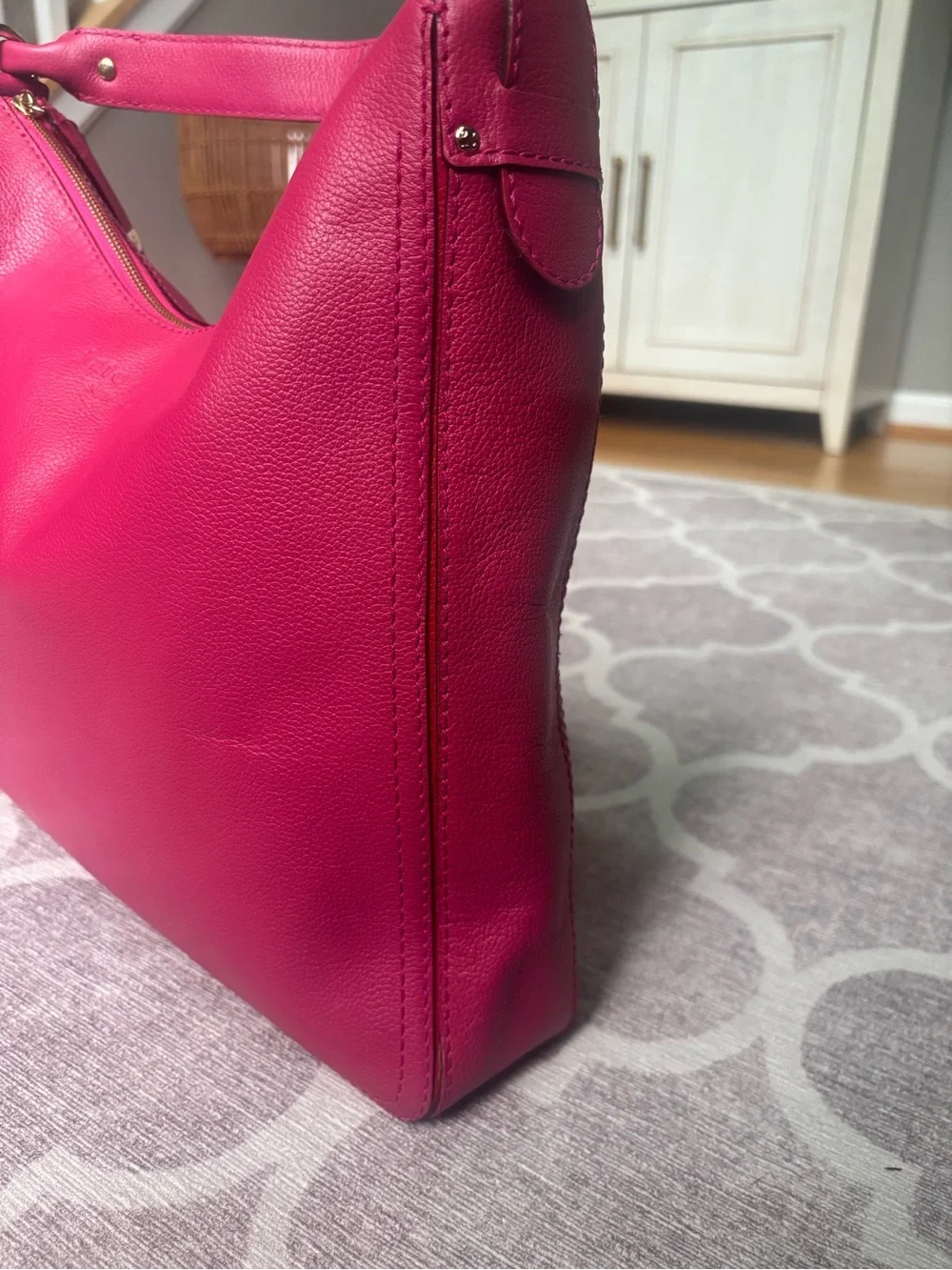 Kate Spade Pink Soft Pebbled Leather Hobo Shoulder Bag